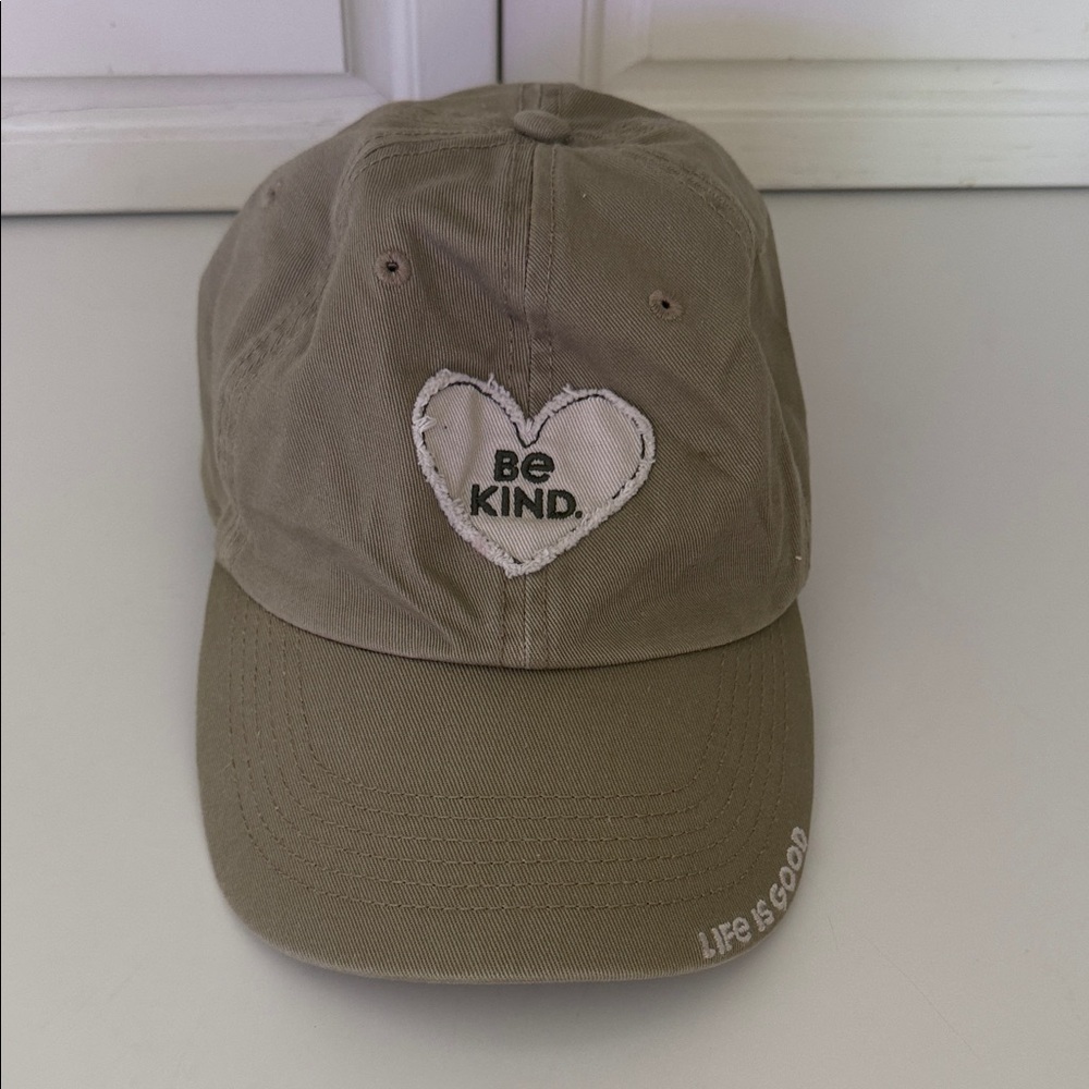 Life Is Good Olive 'Be Kind' Heart Baseball Cap